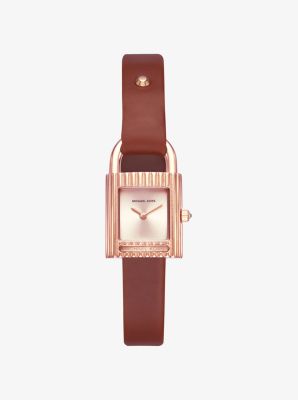 Isadore Rose Gold-Tone and Leather Watch