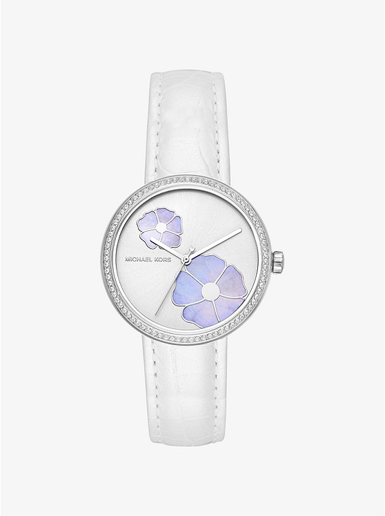 Mini Courtney Pavé Embossed Leather Watch