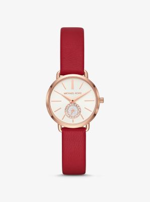 Petite Portia Rose Gold-Tone and Leather Watch | Michael Kors