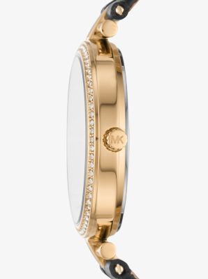 Maci Gold-Tone and Crocodile-Embossed Leather Watch | Michael Kors