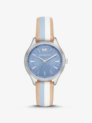 michael kors blue leather watch