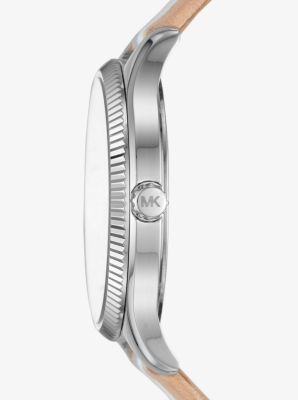 Lexington Silver-Tone and Striped Leather Watch