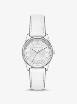 michael kors white leather watch