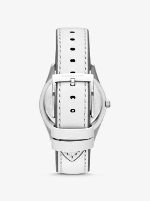 Colette Silver-Tone and Leather Watch in WHITE | Michael Kors