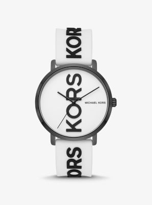 Oversized Charley Black-Tone and Logo Silicone Watch