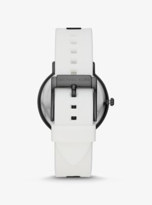 Oversized Charley Black-Tone and Logo Silicone Watch