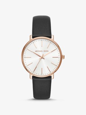mk leather watch