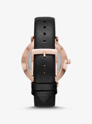 michael kors rose gold leather watch