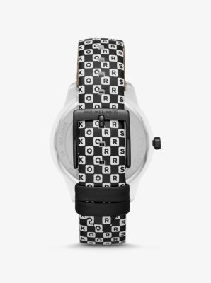 Runway White-Coated and Checkerboard Logo Watch