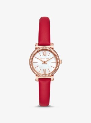 Petite Sofie Leather and Rose Gold Tone Watch Michael Kors Canada