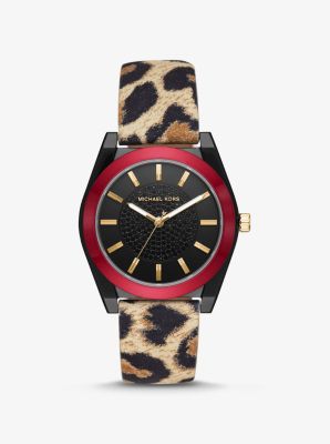 Channing Leopard-Print Leather Watch 
