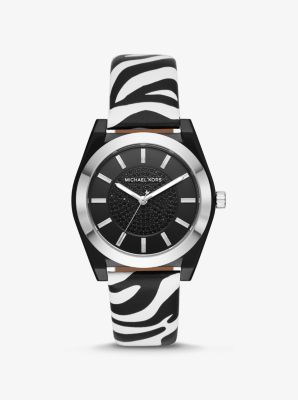 Channing Zebra-Print Leather Watch | Michael Kors