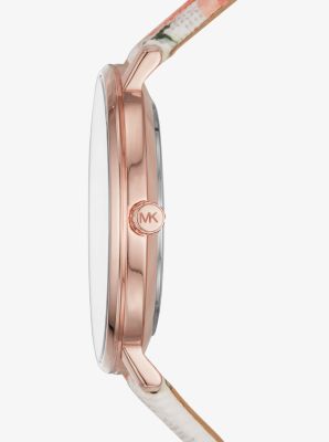 michael kors rose gold watch leather strap