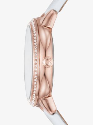 Allie Pavé Rose Gold-Tone and Leather Qixi Watch image number 1