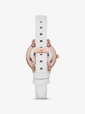 Allie Pav&eacute; Rose Gold-Tone and Leather Qixi Watch