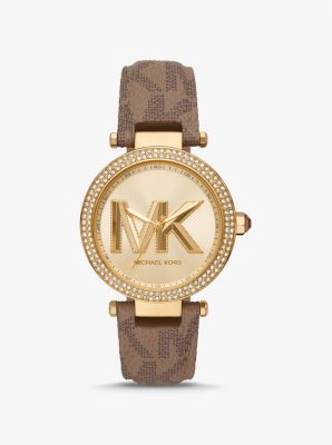 Armbanduhr Parker im Goldton mit Pavé und Logo image number 0