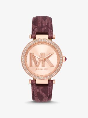 Reloj Parker en tono dorado rosa con logotipo e incrustaciones en ...