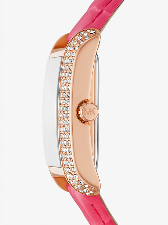 Emery Pavé Rose Gold-Tone and Crocodile Embossed Leather Watch image number 1