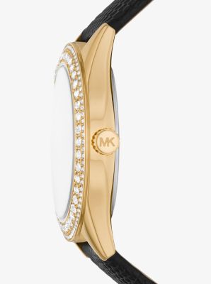 Harlowe Pavé Gold-Tone and Lizard Embossed Leather Strap image number 1