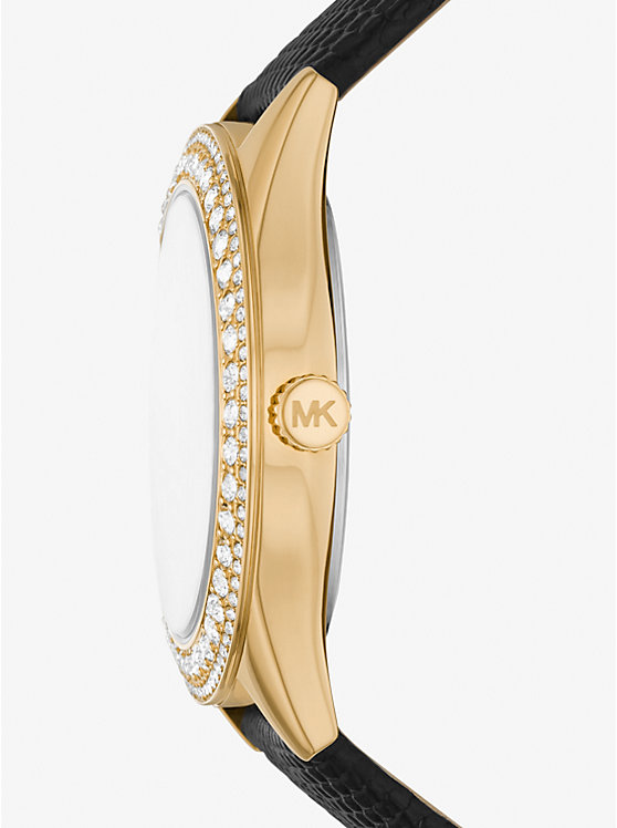 Harlowe Pavé Gold-Tone and Lizard Embossed Leather Strap image number 1
