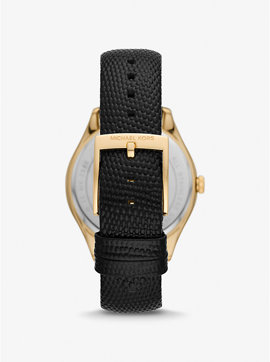 Harlowe Pavé Gold-Tone and Lizard Embossed Leather Strap image number 2