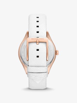 Harlowe Pavé Rose Gold-Tone and Lizard Embossed Leather
