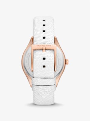 Harlowe Pavé Rose Gold-Tone and Lizard Embossed Leather Strap image number 2