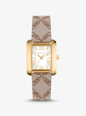 Mini Emery Gold-Tone and Empire Logo Jacquard Watch | Michael Kors