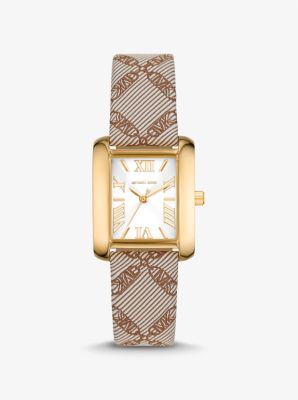 Reloj Emery mini en tono dorado de jacquard con logotipo imperio image number 0