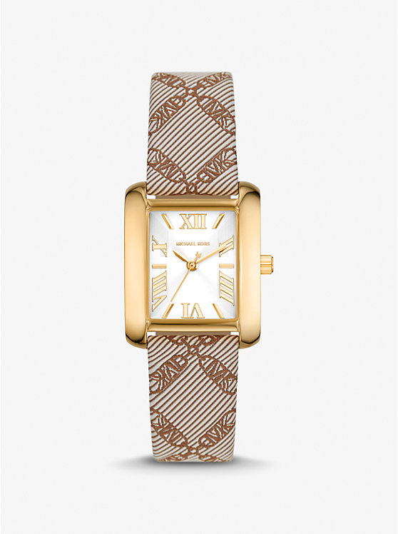 Mini Emery Gold-Tone and Empire Logo Jacquard Watch image number 0