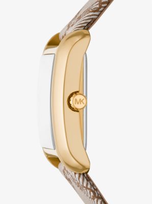 Mini Emery Gold-Tone and Empire Logo Jacquard Watch