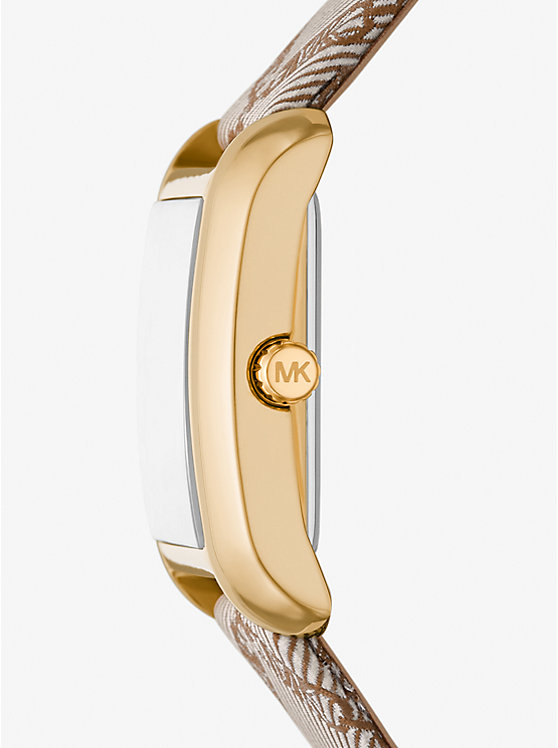 Montre Emery miniature dorée à bracelet en jacquard à logo empire image number 1