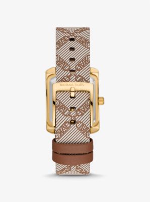 Reloj Emery mini en tono dorado de jacquard con logotipo imperio image number 2