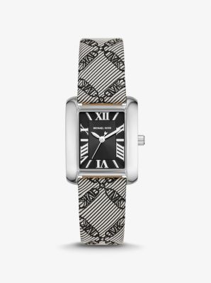 Reloj Emery mini en tono plateado de jacquard con logotipo imperio image number 0