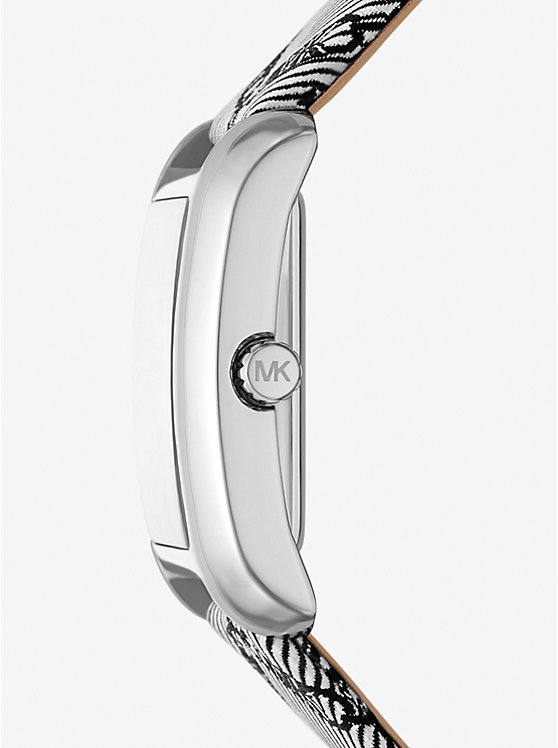 Mini Emery Silver-Tone and Empire Logo Jacquard Watch image number 1