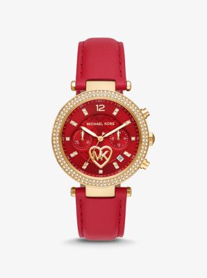 Parker Qixi Pavé Gold-Tone and Leather Watch | Michael Kors