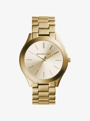 godt Triumferende Fearless Slim Runway Gold-Tone Stainless Steel Watch | Michael Kors