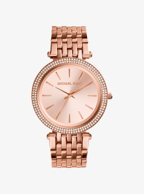 rose gold mk watch with diamonds