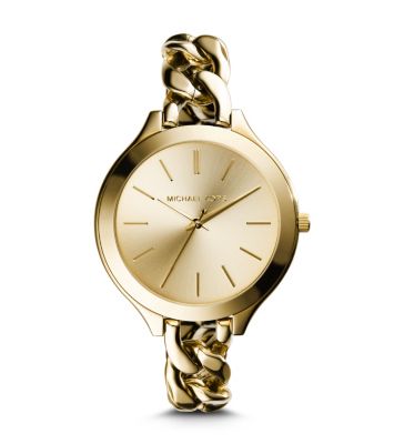 Slim Runway Gold-Tone Chain-Link Watch 