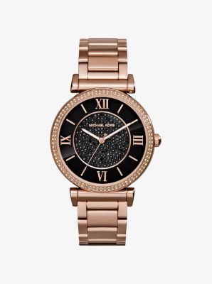 Catlin Pavé Onyx and Rose Gold-Tone Watch | Michael Kors
