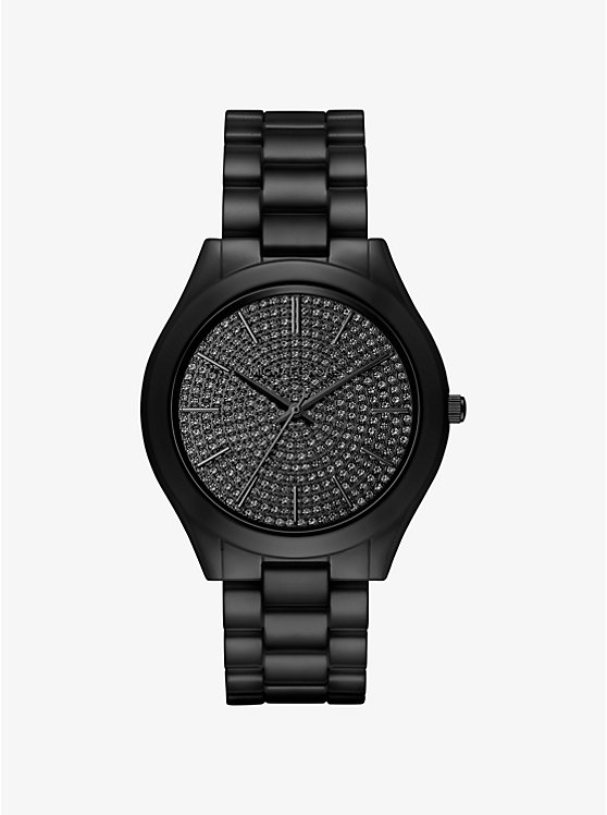 Slim Runway Pavé Black-Tone Ceramic Watch | Michael Kors