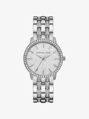 mk watch silver diamonds