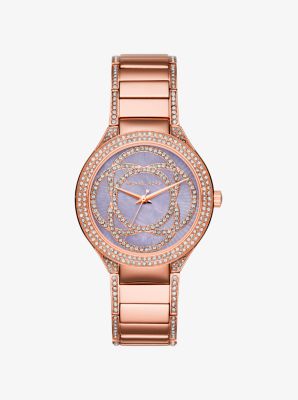 michael kors rose gold mother of pearl watch