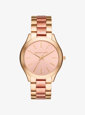 michael kors slim runway two tone watch