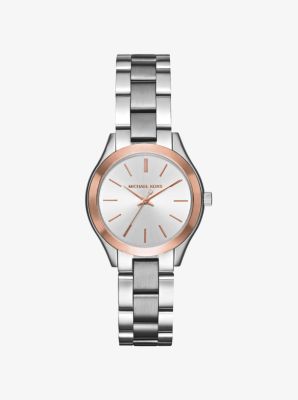 Michael kors slim shop runway two tone watch