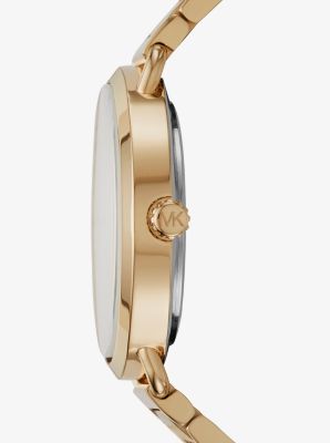 Michael Kors Portia Black Dial Gold Steel Strap Watch for Women