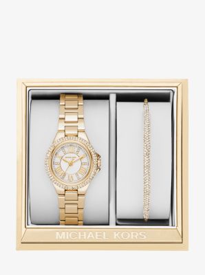 Camille Gold-Tone Watch and Pav&eacute; Slider Bracelet Set