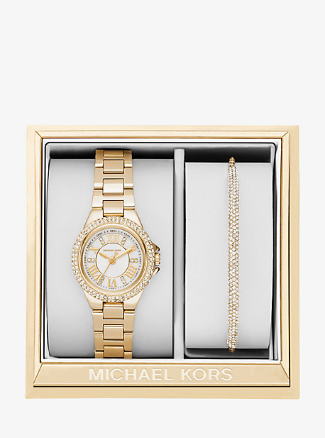 Camille Gold-Tone Watch and Pavé Slider Bracelet Set | Michael Kors
