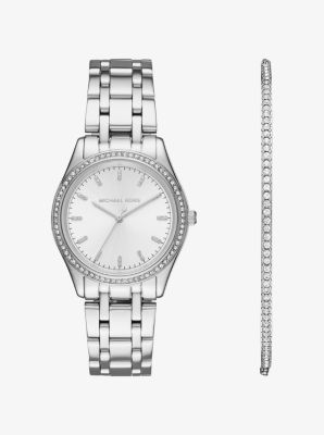 Kiley Silver-Tone Watch and Bracelet Set | Michael Kors