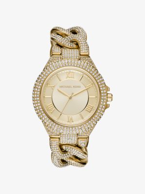 Oversized Camille Pav&eacute; Gold-Tone Watch